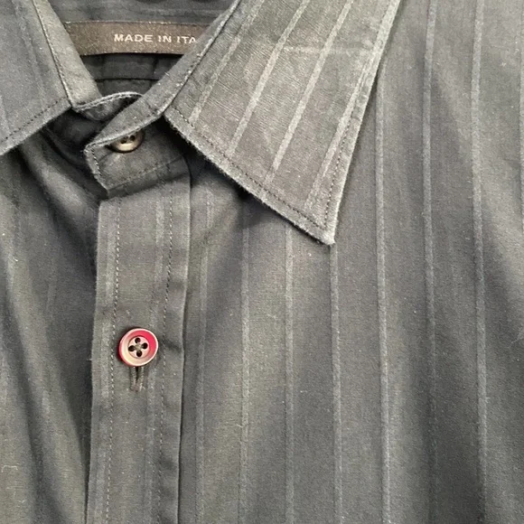 Kenneth Cole Made In Italy Black Dress Shirt. Large - Picture 3 of 7